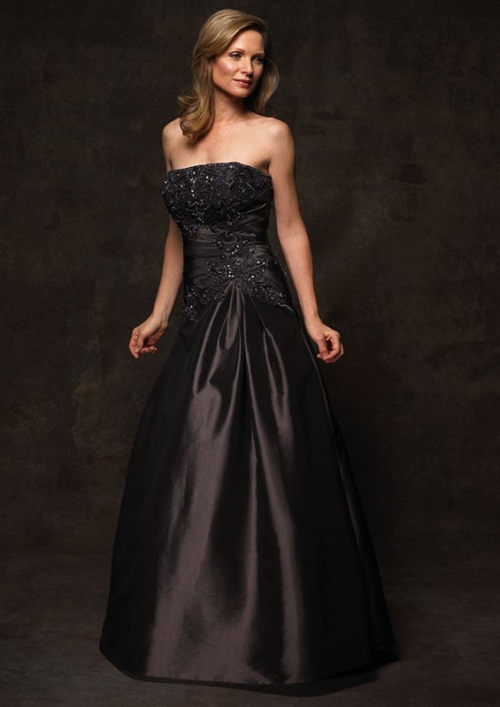 Taffeta Strapless Rouched Waist with A line Floor Length Skirt Hot Sell Mother of Bride Dresses