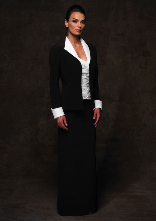 Satin Beaded Bodice with Column Shape Skirt Mother of Bride Dresses