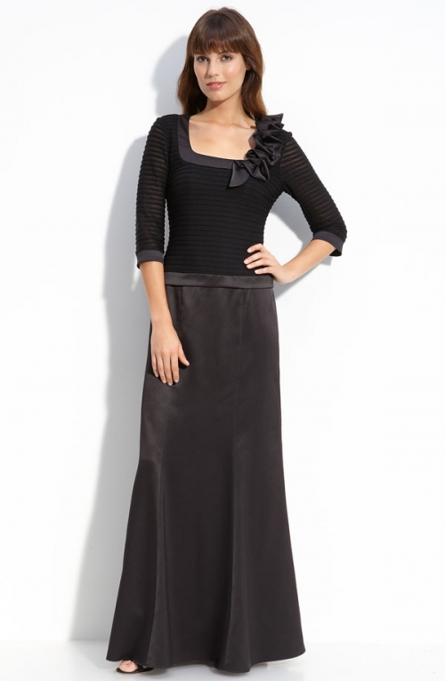 Faux Two Piece Gown with Satin Skirt