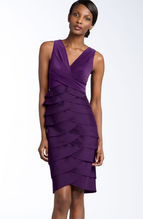 Jersey & Taffeta Sheath Dress
