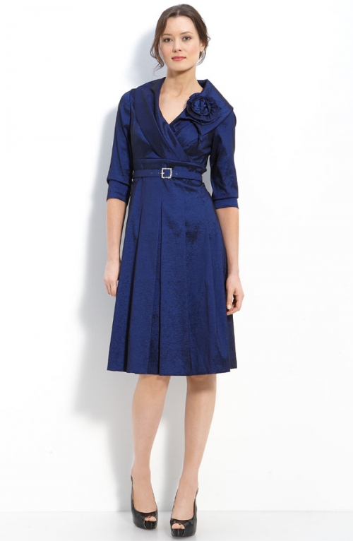 Portrait Collar Taffeta Dress