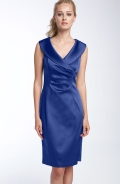 Portrait Collar Stretch Satin Sheath Dress