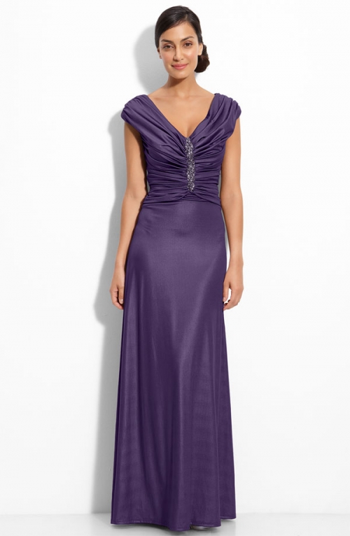 Embellished Shimmer Jersey Gown