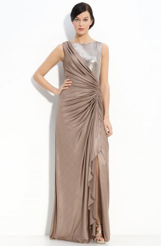 Sequin Bodice Jersey Gown