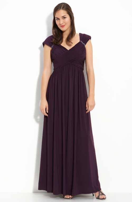 Crisscross Bodice Jersey Gown