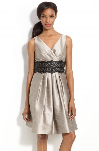 Lace Trim Dupioni Dress