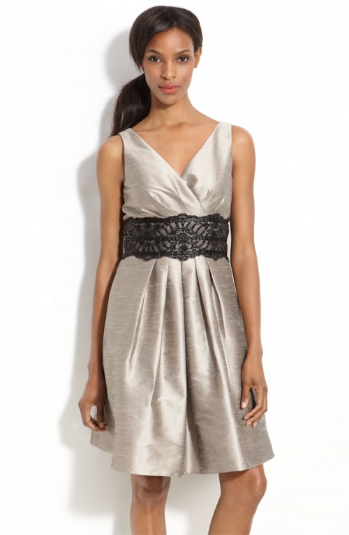 Lace Trim Dupioni Dress