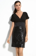 Jersey & Sequin Sheath Dress