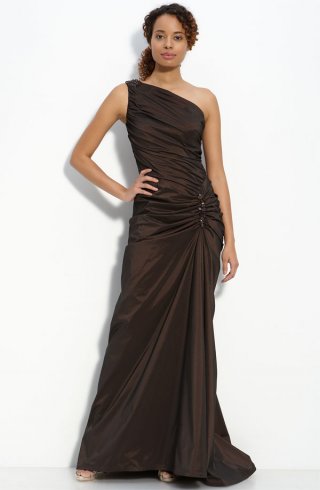 One Shoulder Taffeta Gown