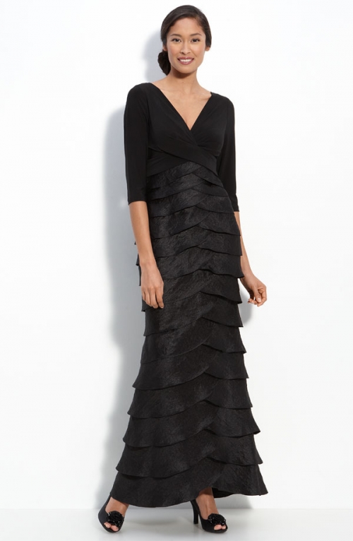 Matte Jersey & Hammered Satin Gown Matte Jersey & Hammered Satin Gown