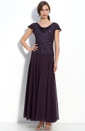 Beaded Mock Two Piece Chiffon Dress