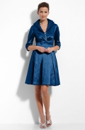 Rhinestone Button Taffeta Shirtdress