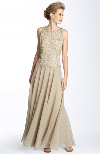 Beaded Mock Two Piece Dress