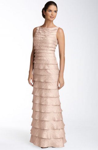 Shutter Pleat Bateau Neck Gown