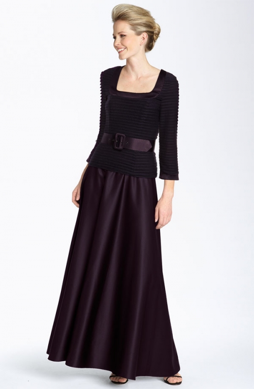 Shutter Pleat Satin Gown