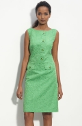 Button Front Jacquard Sheath Dress