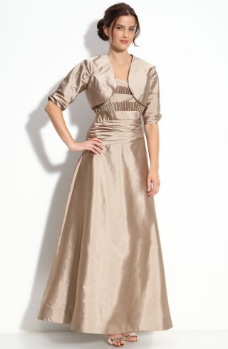 Strapless Taffeta Gown with Bolero