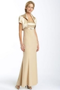 Elegant Satin & Crepe Sheath Mother of the Bride with Bolero