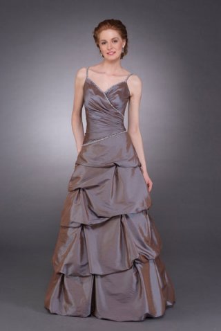 Light Chocolate Spaghetti Straps Puffed Elegant Cheap pleated Mother of Groom and Bride Dress 2012