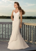 Chiffon Sweetheart with Beaded Halter in Mermaid Shape Informal