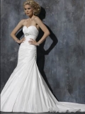 Budget Sweetheart Strapless Pleated Satin Floor length Mermaid Embroider Wedding Gown