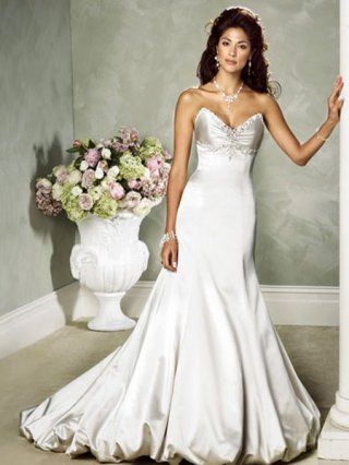 Discount bubble Floor length Sweetheart Strapless Beaded Mermaid wedding dress at bargain price