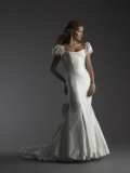 Discount Satin Bubble Sleeves Bowknot In Train Mermaid Floor length Wedding Gown