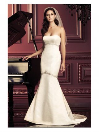 Inexpensive Strapless Mermaid Satin Embroidery Style Floor length wholesale Wedding Dress Under 150