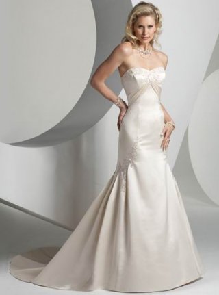 Ivory Strapless Discont Embroidery Satin Mermaid Floor legnth Graceful Wedding Dress