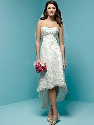 A-Line Sweetheart Asymmetrical Satin & Organza Bridal Gown