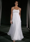 Empire Spaghetti Straps Ankle Length Satin & Chiffon Bridal Gown
