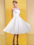 Princess Sweetheart Knee Length Satin Bridal Gown