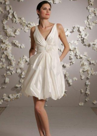 Princess V-Neck Short Taffeta Bridal Gown
