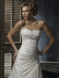 Modern Floor Length A-Line Strapless Low Back Sweep Train With Beads,Bandage Wedding Dresses WDresses00795