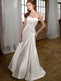 Most Popular Floor Length A-Line Strapless Low Back Sweep Train With Applique,Bandage Wedding Dresses WDresses00733