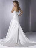 Most Popular Floor Length A-Line Strapless Low Back Sweep Train With Embroidery,Bandage Wedding Dresses WDresses00928
