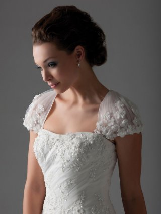Never Out Of Fashion Floor Length A-Line Short Sleeves Sweep Train With Embroidery Wedding Dresses WDresses01045
