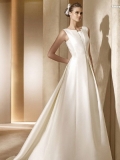 New Arrival Floor Length A Line Scoop Zipper Sweep/Brush Train With Ruffles Wedding Dresses