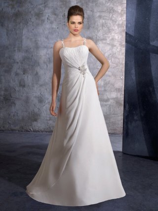 New Arrival Floor Length A Line Spaghetti Straps Zipper Sweep/Brush Train With Brooch,Ruffles Wedding Dresses New Arrival Floor Length A Line Spaghetti Straps Zipper Sweep/Brush Train With Brooch,Ruffles Wedding Dresses