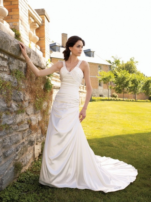 New Arrival Floor Length A Line Spaghetti Straps Zipper With Ruffles Wedding Dresses