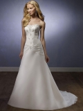 New Arrival Floor Length A-Line Strapless Low Back Sweep Train With Embroidery Wedding Dresses WDresses00739