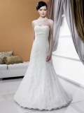 New Arrival Floor Length A Line Strapless Zipper With Lace,Appliques Wedding Dresses