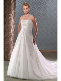 New Floor Length A-Line Strapless Low Back Sweep Train With Embroidery,Bandage Wedding Dresses WDresses01023