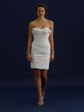New Mini Length A-Line Strapless Low Back Sweep Train With Applique Wedding Dresses WDresses00925