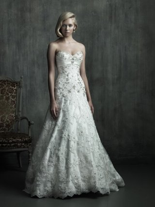 Noble Floor Length A-Line Sweetheart Low Back Sweep Train With Embroidery,Beads Wedding Dresses WDresses00848