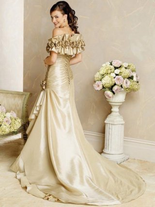 Noble Floor Length A-Line Sweetheart Sweep Train With Flower,Bandage Wedding Dresses WDresses00946
