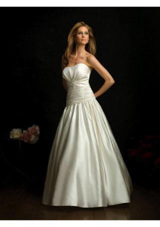 Satin-back Taffeta Strapless Ball Chapel Train Wedding Dresses (NS1153)