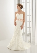 Satin Organza Wedding dress with Removable Ribbon Sash & Flower (NS1157)
