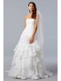 Organza and Satin Strapless Ball Gown Wedding Dress