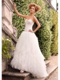 Organza Ball Gown Strapless Sweetheart Neckline Ruffled Bodice Wedding Dress
